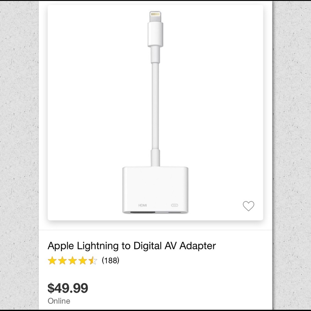  Apple Lightning to digital AV Adapter (HDMI)